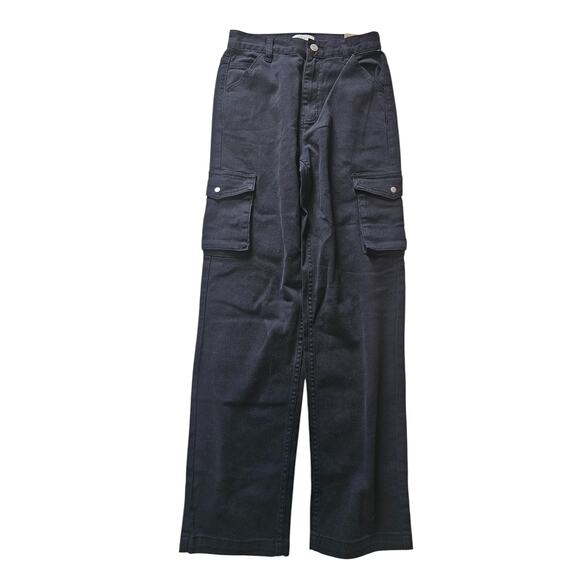 Pacsun Stretch Dad Jeans Black Cargo Size 24 High Rise Relaxed Fit NWT - Picture 3 of 9